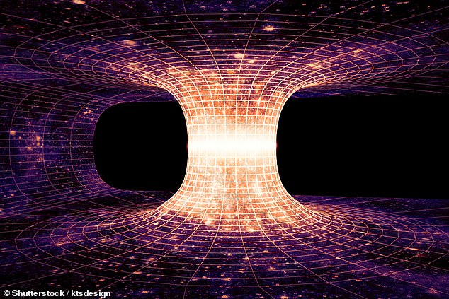 A wormhole is a structure formed when intense gravitational forces fold spacetime over on itself and make a bridge connecting two points