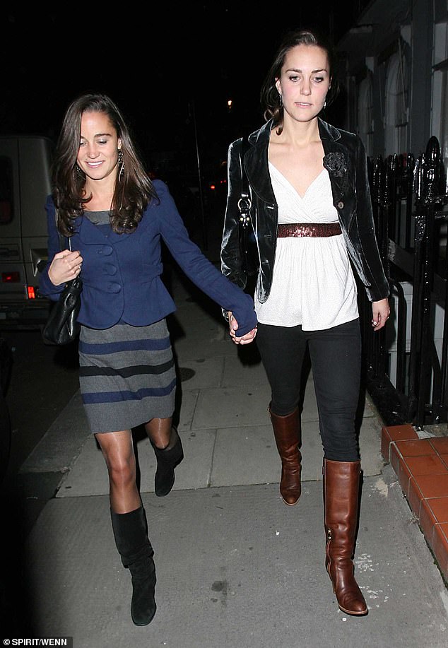 And when I asked Kate where she had got her lovely white top ¿ which she had paired with a pair of elegant black jeans and brown knee-high boots ¿ she flashed her beaming smile (pictured with Pippa that night)