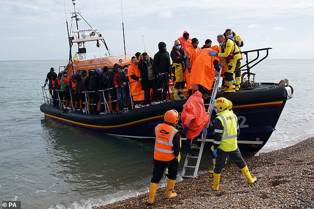 High immigration ¿ both legal and illegal ¿ is of enormous concern to voters everywhere. Pictured: A group of people thought to be migrants are brought in to Dungeness beach in Kent in October 2022