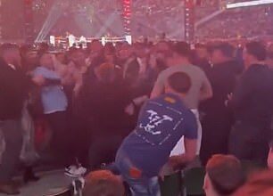 A brawl erupted in the crowd during an undercard bout of Chris Eubank Jr versus Conor Benn