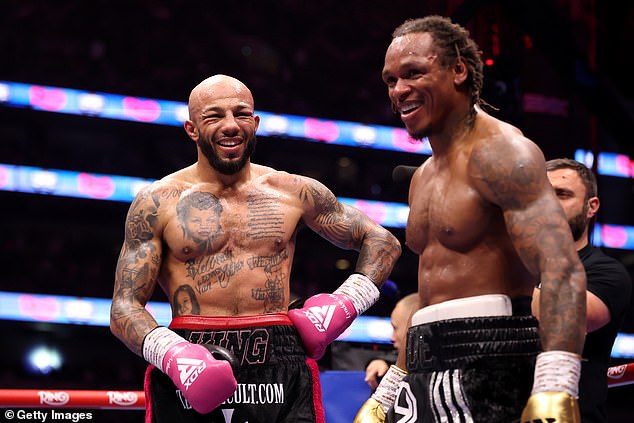 The brawl appeared to take place in the crowd during Anthony Yarde (right) vs Lyndon Arthur (left) in north London