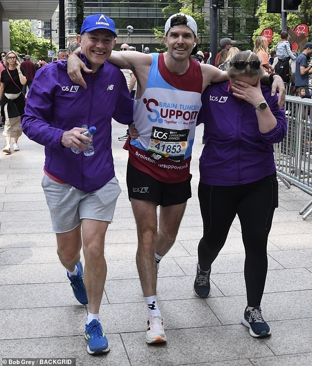 Joel Dommett - who passed out at mile 17 - managed to finish the run in six hours and three minutes