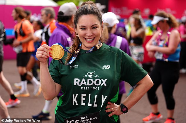 Kelly Brook who ran with her husband Jeremy Parisi managed a respectable six hours and 42 minutes