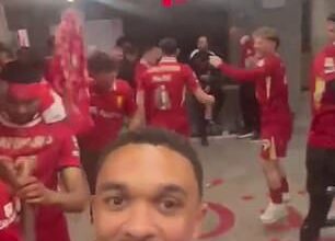 The defender recorded the wild scenes in the dressing room after the final whistle