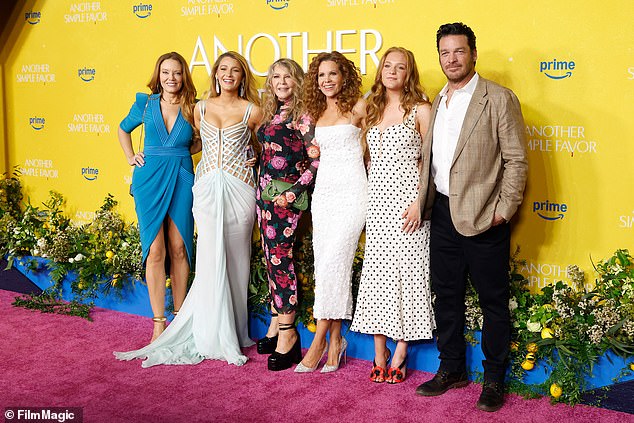 Blake's family showed their support at her special day (Pictured L to R Lively's sister Lori Lively, mother Elaine Lively, sister Robyn Lively, niece Kate Johnson, and Robyn's husband Bart Johnson)