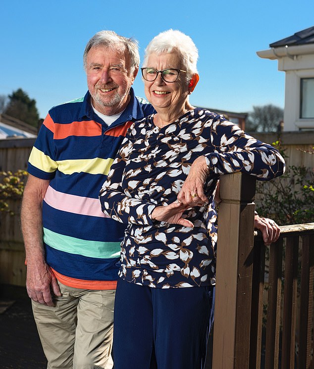 Jeff Cook, 76, pictured with wife Carol, 73, is now able to spend his time gardening and feeding the birds after receiving similar treatment