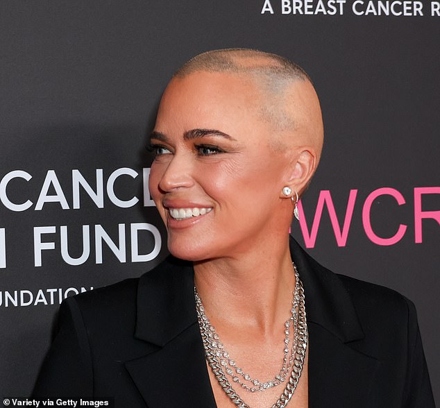 The 43-year-old media personality - who has been documenting her battle with stage 4 cancer - made the bold choice to walk the red carpet without a wig, baring the scars from her multiple brain surgeries this year