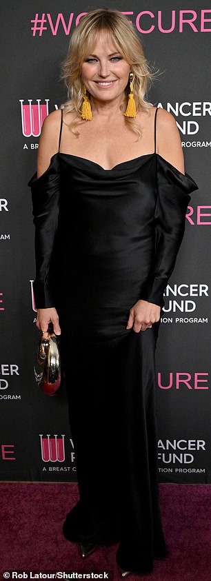 Malin Åkerman also favored black with a spaghetti-strap dress