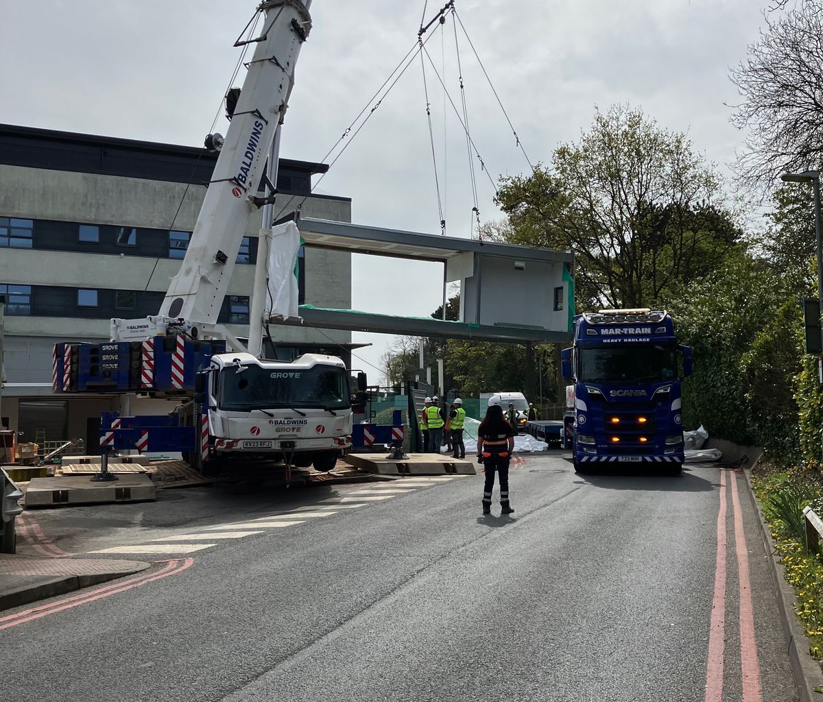 Modular buildings being craned into place as part of the extension of Good Hope Hospital's Medical Assessment Unit. PIC: Good Hope Hospital