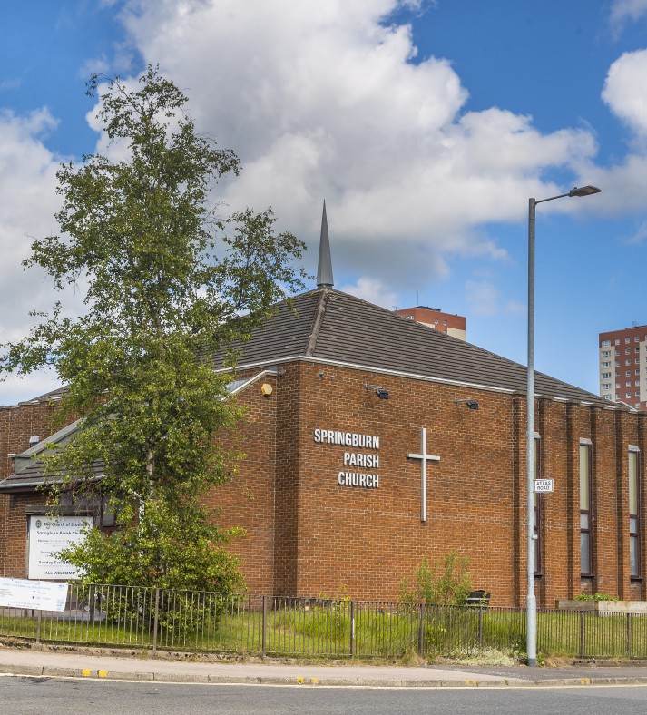 21-06-2019 News - GV of Springburn Parish Church on Springburn Way, Glasgow. Pic:Andy Barr www.andybarr.com Copyright Andrew Barr Photography. No reuse without permission. andybarr@mac.com +44 7974923919 Pic:Andy Barr www.andybarr.com Copyright Andrew Barr Photography. No reuse without permission. andybarr@mac.com +44 7974923919