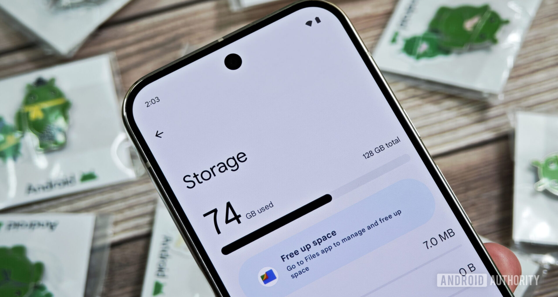Close up of storage settings on an Android phone