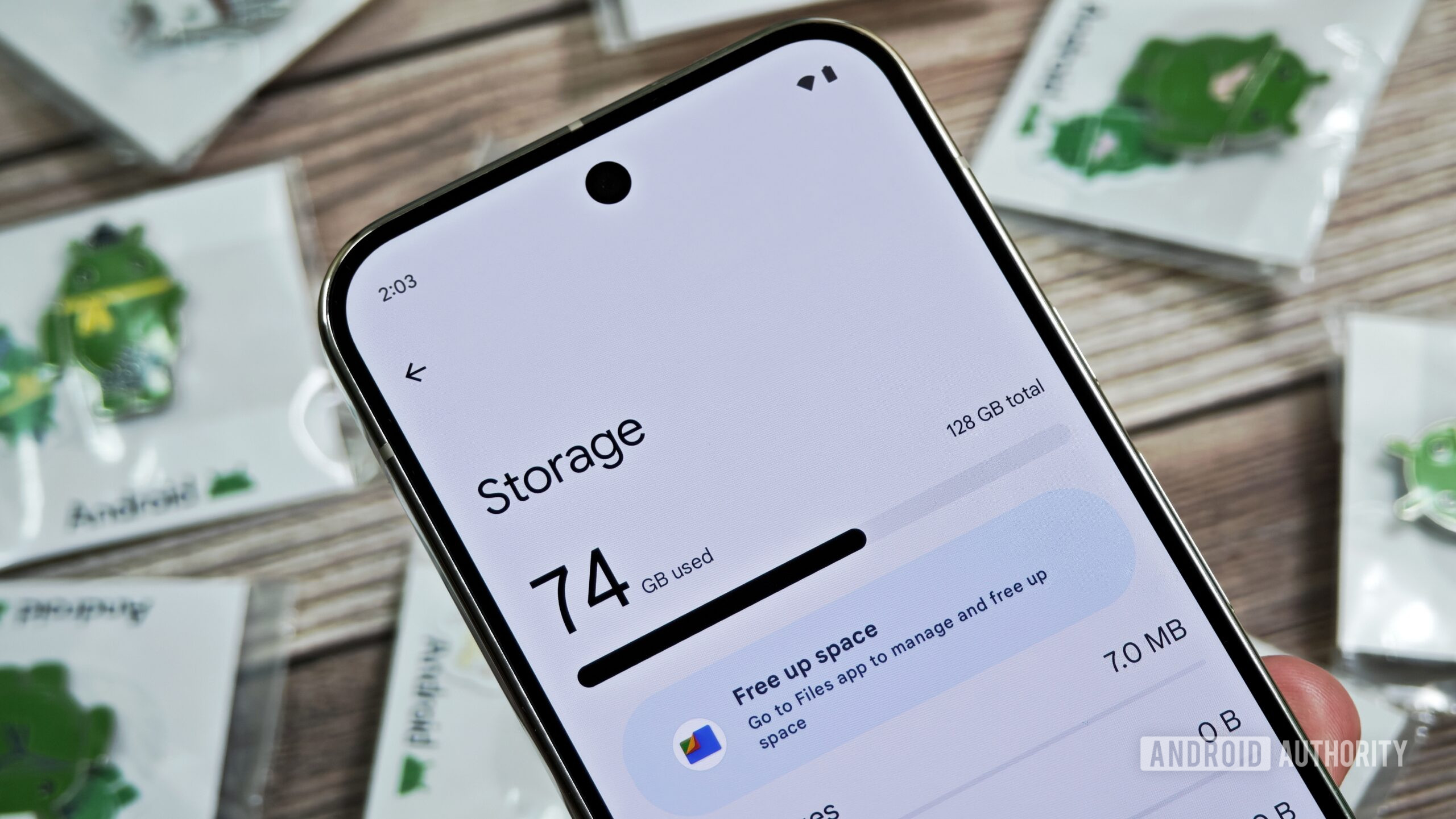Close up of storage settings on an Android phone