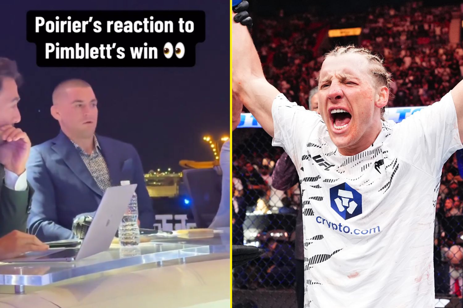 Dustin Poirier's shocked live reaction to Paddy Pimblett stopping Michael Chandler caught on camera