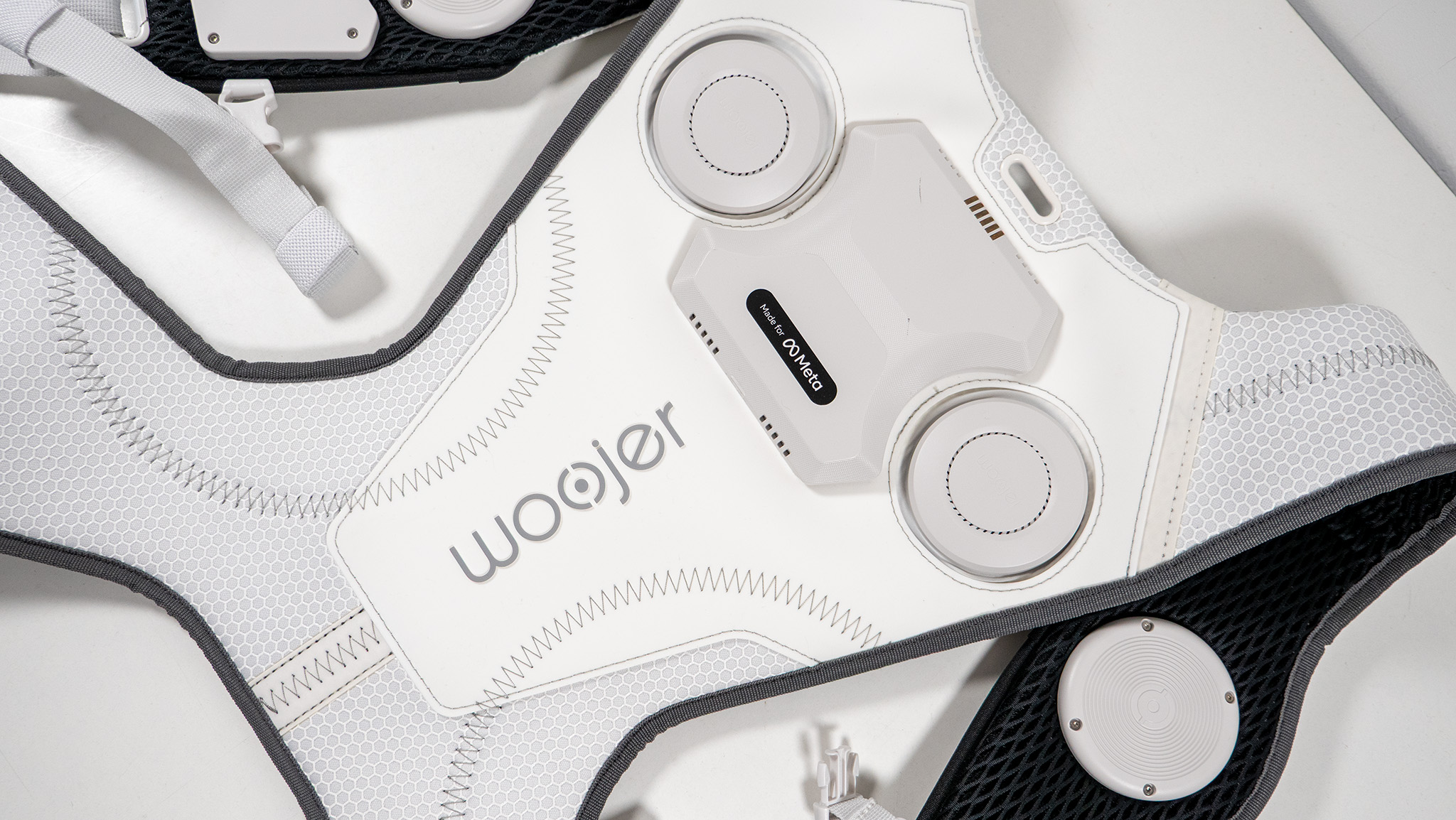 A close-up look at the back of the Woojer Haptic Vest 3