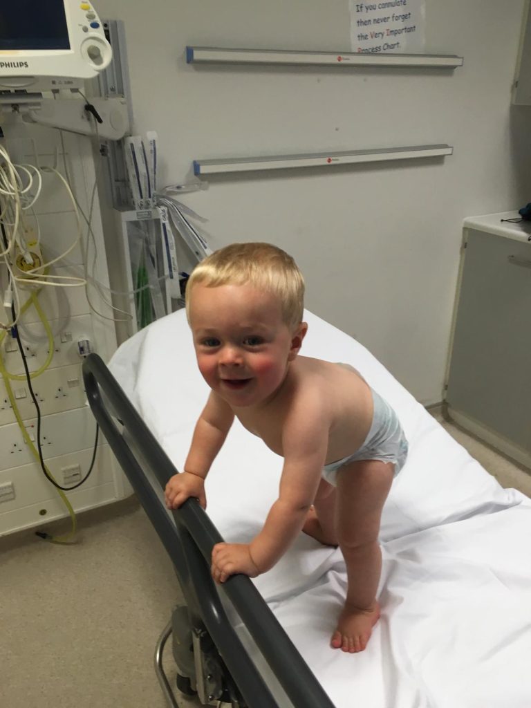 Eliot as a baby in hospital for serious breathing problems, photo provided by mother Alba De Toro Nozal