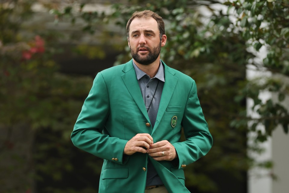 AUGUSTA, GEORGIA - APRIL 06: Scottie Scheffler of the United States looks on during the Drive, Chip and Putt Championship at Augusta National Golf Club on April 06, 2025 in Augusta, Georgia. (Photo by Michael Reaves/Getty Images)