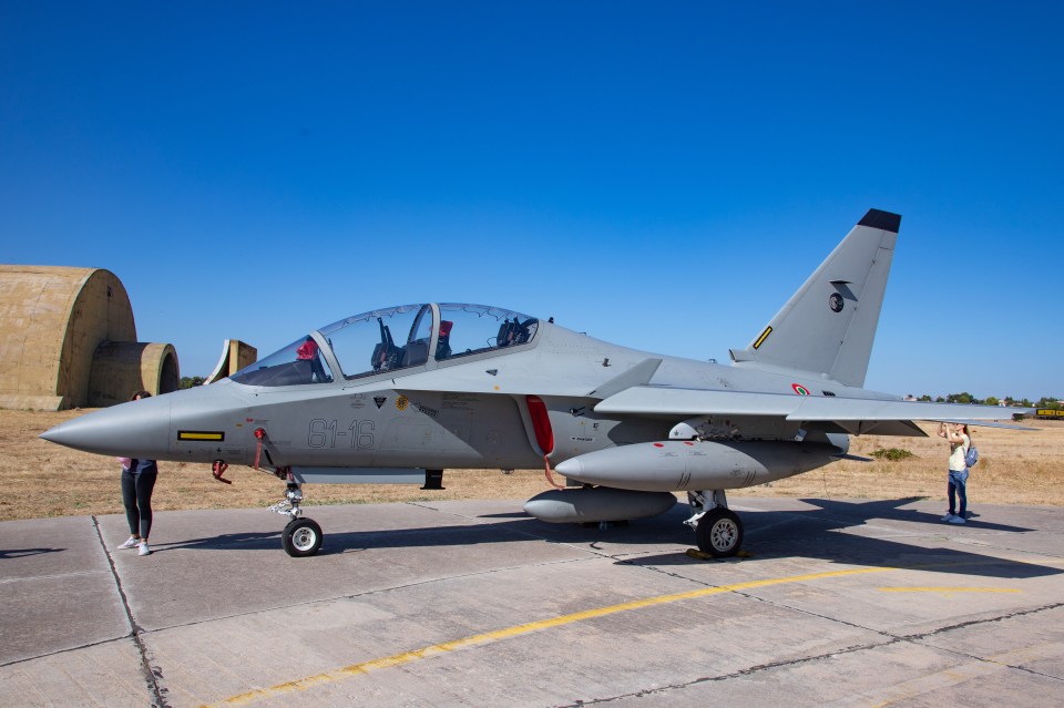Alenia Aermacchi M-346 military jet on display.
