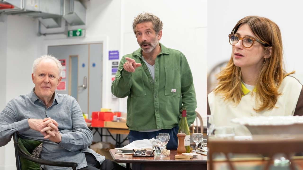 Giant - rehearsals. Elliot Levey, John Lithgow, Aya Cash. Photos by Johan Persson