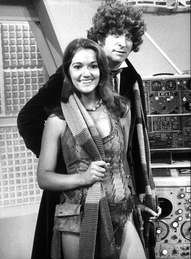 Tom Baker as The Doctor and Louise Jameson as Leela in Doctor Who