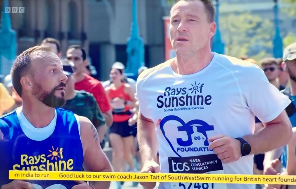 Terry appeared to be bleeding from his nipple during the London Marathon