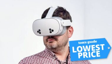 Meta Quest 3S on person with Tom's Guide Lowest Price badge