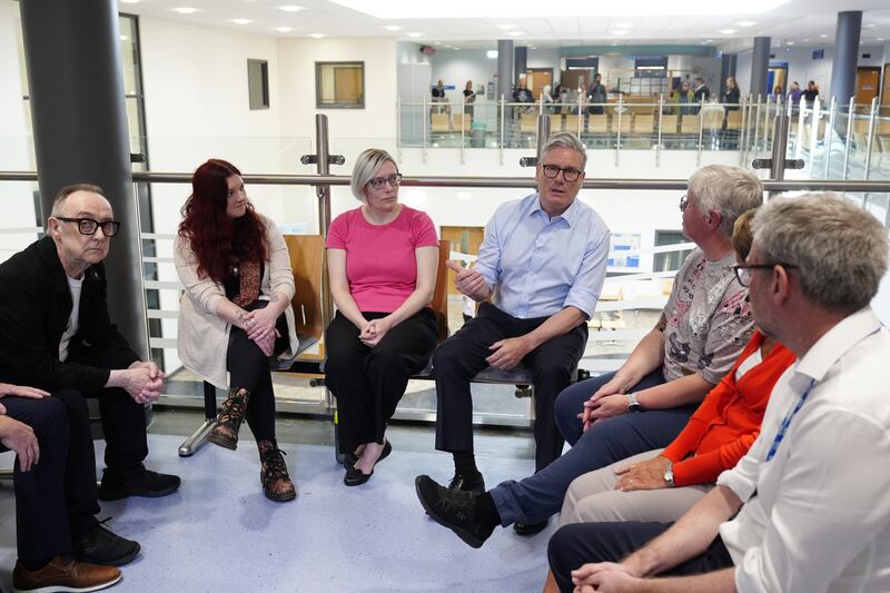 Prime Minister Sir Keir Starmer meets patients during a visit to Rossendale Primary Health Care Centre in Lancashire