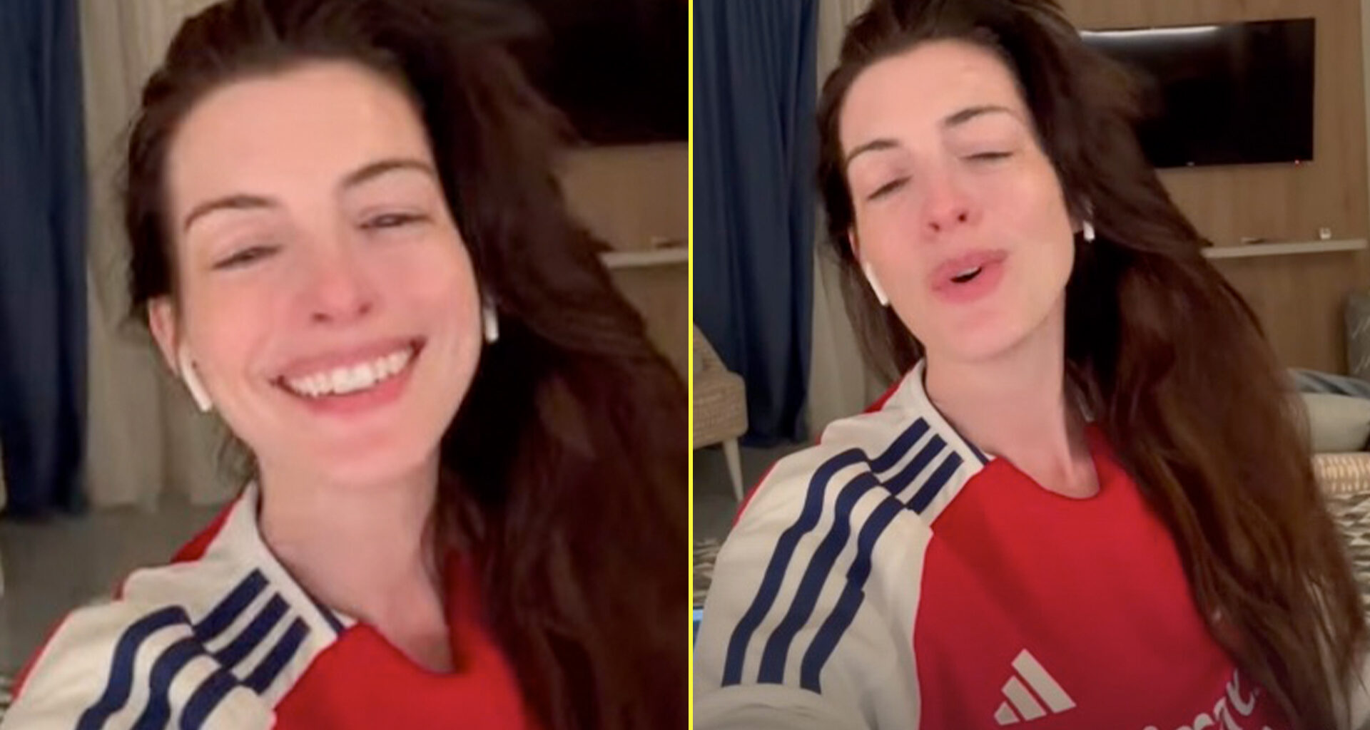Arsenal fans spot error Anne Hathaway made during rendition of club's anthem 'The Angel' on Instagram