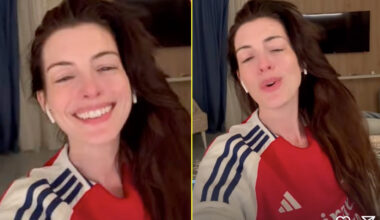 Arsenal fans spot error Anne Hathaway made during rendition of club's anthem 'The Angel' on Instagram
