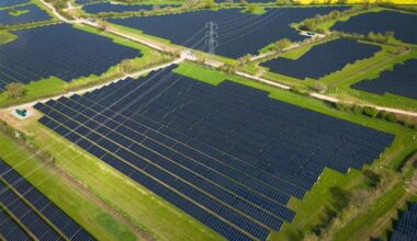 a solar farm from above
