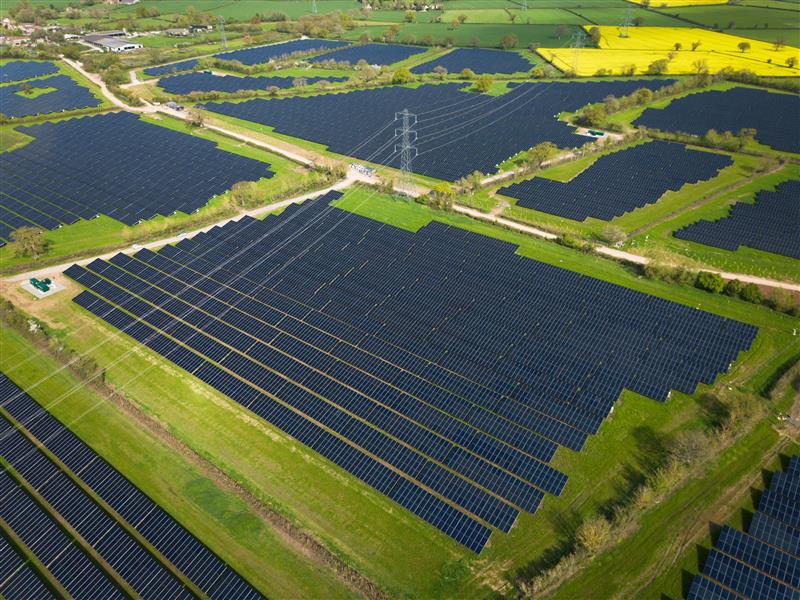 a solar farm from above