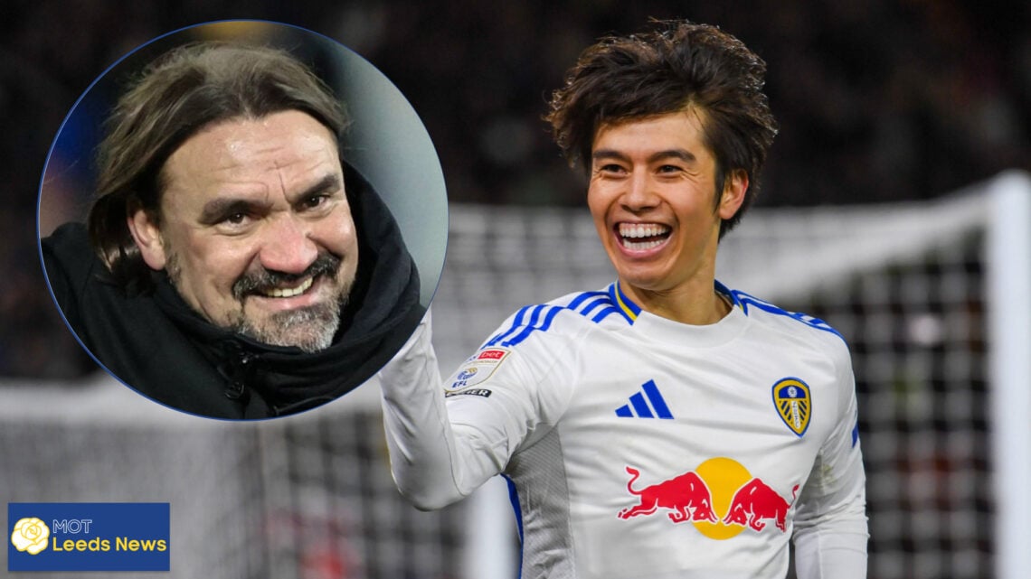 Leeds United midfielder Ao Tanaka and Daniel Farke