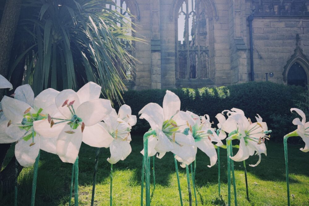 A moving new installation blooms at the Bombed Out Church, calling for peace and unity