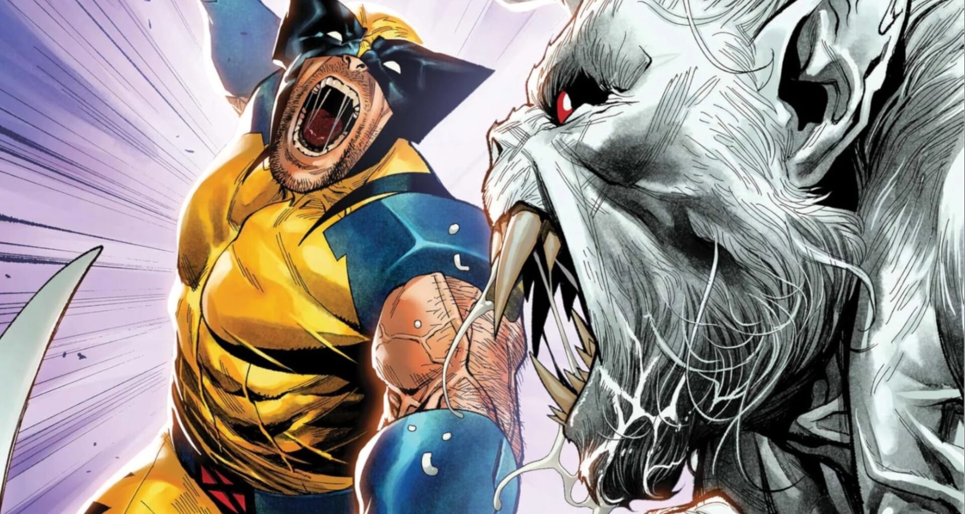 Wolverine jumping at Wendigo from the cover of Wolverine #2