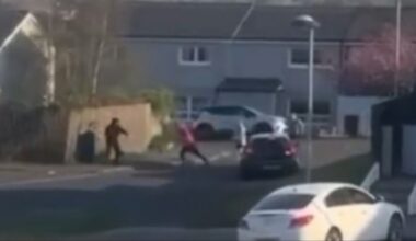 Horror moment knife thugs hack at each other with giant blades in violent Glasgow street brawl