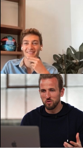 Two men in a split screen video call.