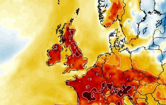 Scotland braced for 22C sunshine in days as weather map turns red
