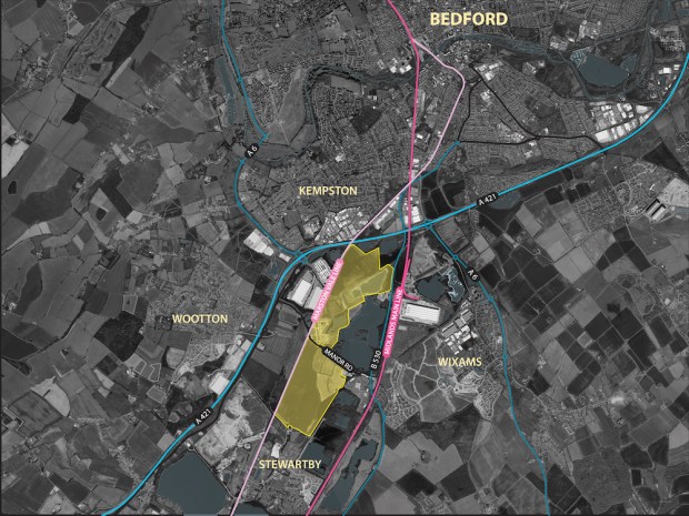 Aerial map of the Universal Studios Great Britain theme park opening in 2031 outside London. (Courtesy of Universal Studios)