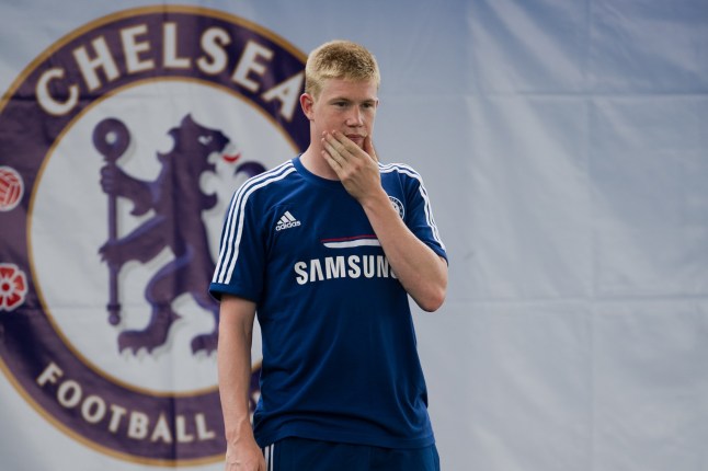 Chelsea football player Kevin De Bruyne gestures during an exhibition training with Thai children at the super kick stadium in Bangkok on July 12, 2013. Jose Mourinho has warned that he is returning to Chelsea as a much better manager as he bids to win back the Premier League trophy and secure an elusive Champions League title with the London club. AFP PHOTO / Nicolas ASFOURI (Photo credit should read NICOLAS ASFOURI/AFP via Getty Images)