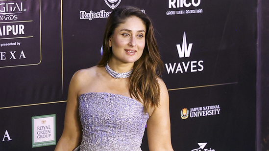 Actor Kareena Kapoor poses at the IIFA Awards 2025 red carpet in Jaipur on March 9, 2025. (File Photo/ PTI)