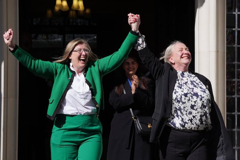 Campaigners celebrated outside the Supreme Court following the ruling on Wednesday