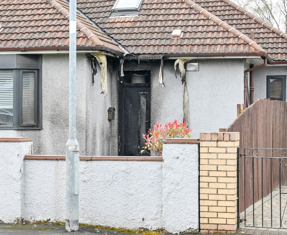 Fire damage to a house in Glasgow.