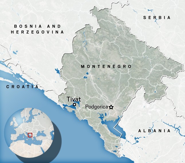 Tivat in Montenegro Map