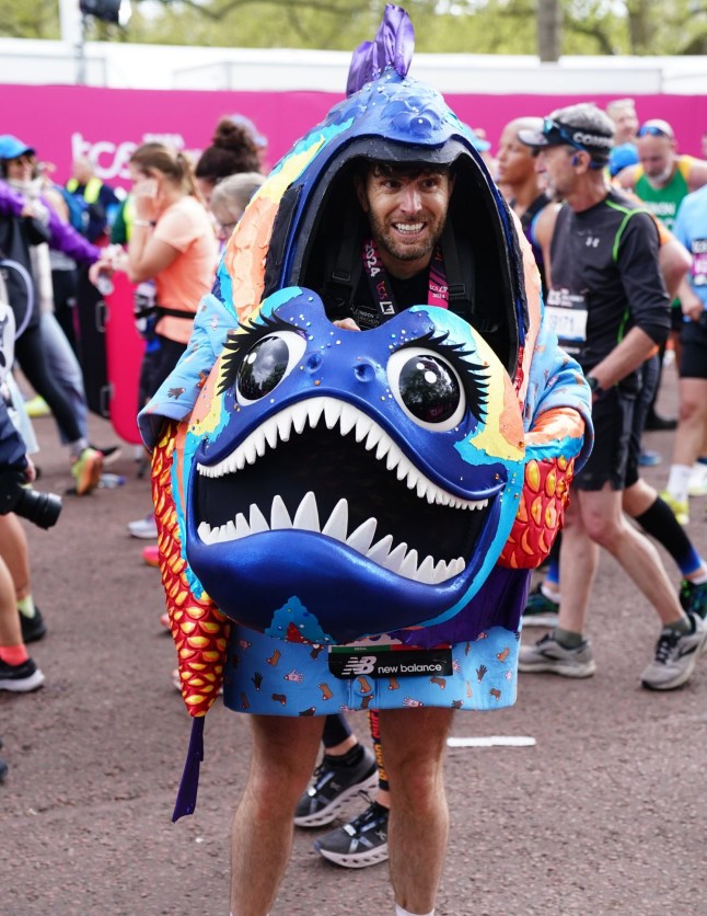 Joel Dommett after finishing the TCS London Marathon. Picture date: Sunday April 21, 2024. PA Photo. Photo credit should read: John Walton/PA Wire RESTRICTIONS: Use subject to restrictions. Editorial use only, no commercial use without prior consent from rights holder.