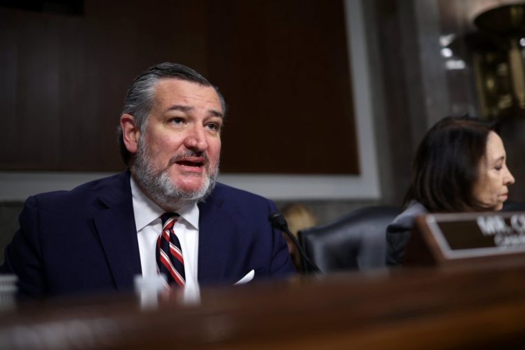 WASHINGTON, DC - APRIL 02: Chairman Sen. Ted Cruz (R-TX) delivers an opening statement as President and CEO of Boeing Kelly Ortberg prepares to testify before the Senate Commerce, Science, and Transportation Committee in the Dirksen Senate Office Building on April 02, 2025 in Washington, DC. The committee held the hearing to discuss safety measures Boeing has taken following an incident last year where the door plug of a Boeing 737 MAX 9 detached mid-air. (Photo by Win McNamee/Getty Images)