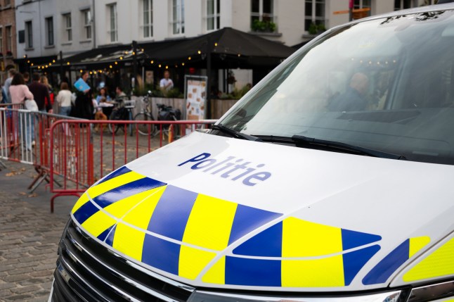 Detail of a Belgian Police car in a city street