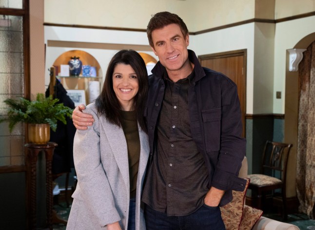 Theo with his arm around Danielle's shoulder in Coronation Street