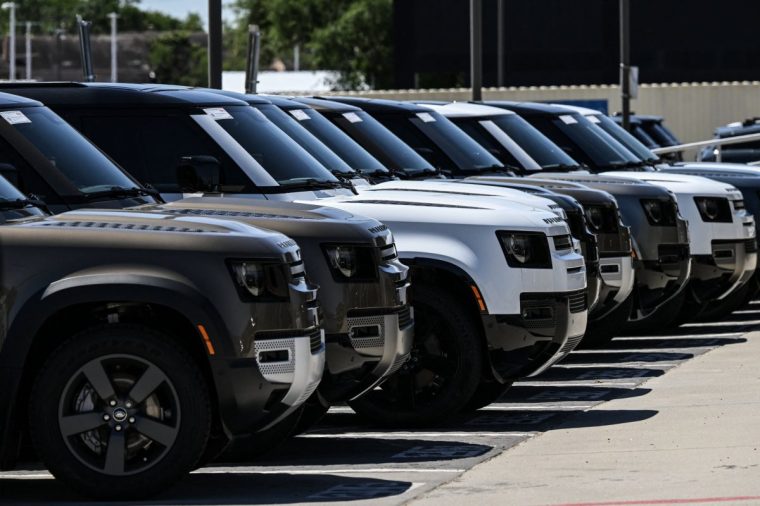 Vehicles are seen for sale at a Land Rover dealership in Houston, Texas, on April 7, 2025. UK luxury car manufacturer Jaguar Land Rover said on April 5 that it will "pause" shipments to the United States in April as it addressed "the new trading terms" created by Washington's tariffs. (Photo by RONALDO SCHEMIDT / AFP) (Photo by RONALDO SCHEMIDT/AFP via Getty Images)