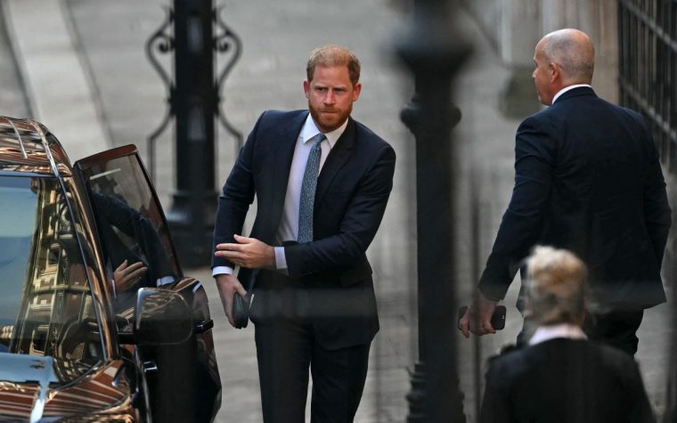 Britain's Prince Harry, Duke of Sussex arrives at the High Court, in central London, on April 8, 2025 for a hearing about a decision of the British Government to downgrade his personal security during visits in Britain. Following Harry's dramatic split with the royal family in 2020 and subsequent move to North America, the British government said he would no longer be given the "same degree" of publicly funded protection when he is in the UK. But the 40-year-old prince took legal action and, after his initial case was rejected last year, he is now set to bring a challenge before London's Court of Appeal. (Photo by JUSTIN TALLIS / AFP) (Photo by JUSTIN TALLIS/AFP via Getty Images)