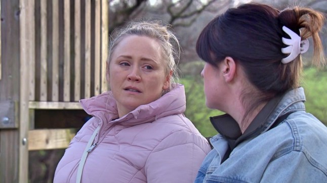 Tracy fights tears as she speaks to Kerry in Emmerdale