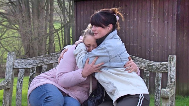 Kerry hugs Tracy in Emmerdale